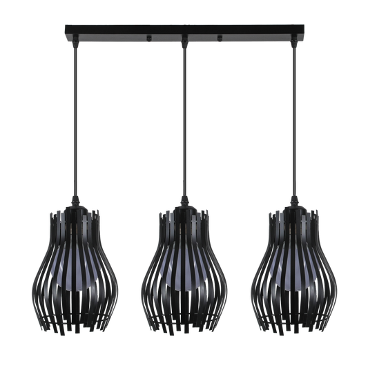 Regleta de luces colgantes Ragusa negra 3xE27, diseño moderno industrial en metal para interior doméstico, estilo vintage rústico - Abrila 224493009