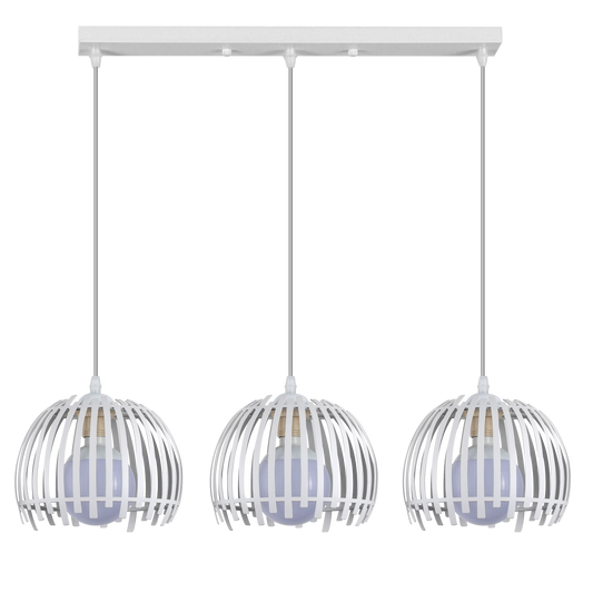 Lámpara colgante latina blanca Abrila 3xE27 de metal, diseño moderno para decoración interior doméstica
