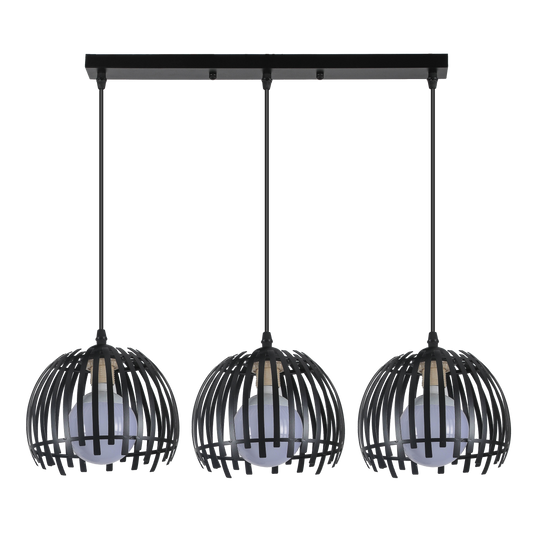 Lámpara colgante regleta latina negra de metal 3xE27 Abrila 224593009, diseño moderno industrial vintage para decoración interior doméstica