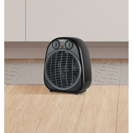 Termoventilador Fogata 2000W negro y gris de Abrila modelo AI2 225922009, calefactor eléctrico doméstico para interior con termostato, seguridad y diseño vintage en metal y policarbonato