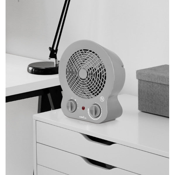 Termoventilador Cremona 2000W gris de Abrila, calefactor portátil doméstico de metal y policarbonato para calefacción interior en el hogar, modelo 228422028.