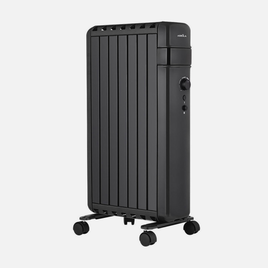 Radiador de aceite Polonia 1500W negro portátil con protección antivuelco, modelo Abrila AI2 para calefacción doméstica interior, calefactor eficiente 230931509