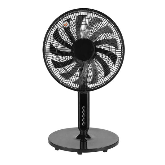 Ventilador de pie Torbellino Negro 60W de Abrila, modelo 235941009. Diseño moderno en metal ABS y color negro. Funciona con mando a distancia y es oscilante, ideal para uso doméstico en interiores. Marca Abrila, serie ai2.