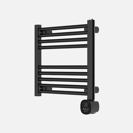 Toallero eléctrico Scuti negro de Abrila, 300W con 3 modos de calefacción, display táctil, temporizador y función antihielo para baño doméstico mural