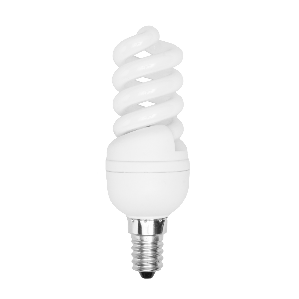 Bombilla bajo consumo E14 11W blanco Fabrilamp, ideal para iluminación eficiente del hogar.
