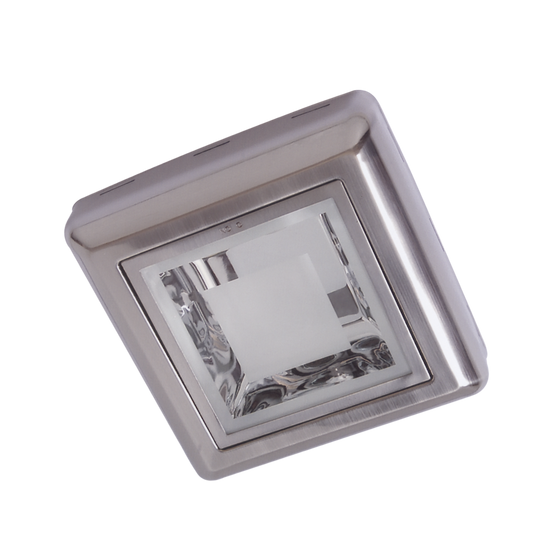 Downlight cuadrado níquel para interior con dos bombillas E27 de Fabrilamp, ideal para iluminación técnica y hogar. Modelo 91.866-NIQUEL.