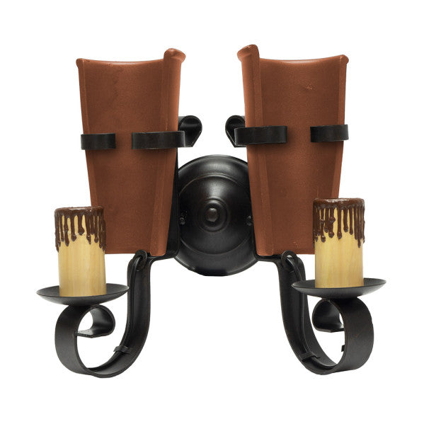 Aplique rústico Cantina 2xE27 marrón de Abrila, modelo 92.628/2, ideal para decoración interior doméstica con estilo rústico en metal, resina y policarbonato, compatible con bombillas E27.