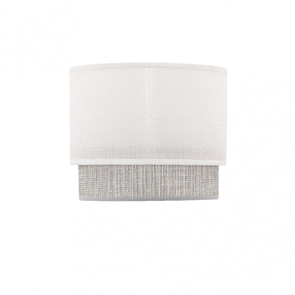 Pantalla de sobremesa Kenya E14 Blanco/Gris en tela textil para lámpara Fabrilamp, iluminación interior y decoración (99.PA-111071001)