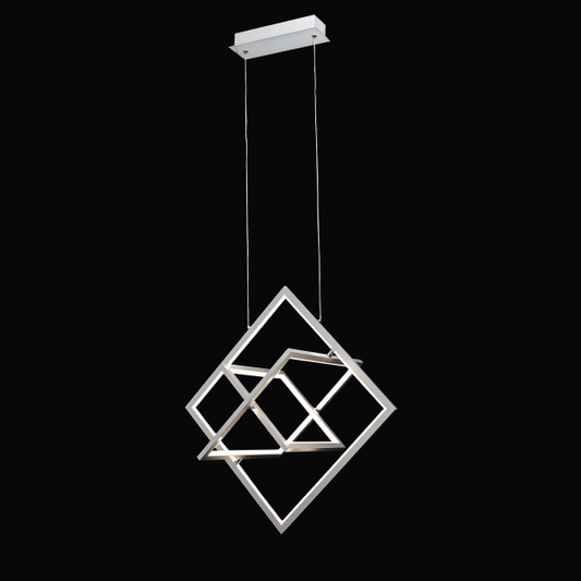 Lámpara colgante Lexie en acabado cromo de Abrila, modelo A18950120B, con 50W de potencia LED, diseño contemporáneo y moderno en metal y policarbonato, ideal para iluminación interior en blanco natural.