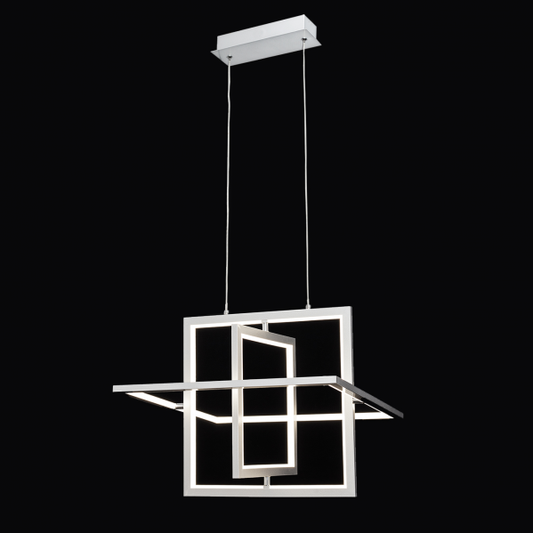 Lámpara colgante Lexie en acabado cromo de Abrila, modelo A18950320B, con LED de 50W y difusor de policarbonato blanco natural para iluminación moderna en interiores.