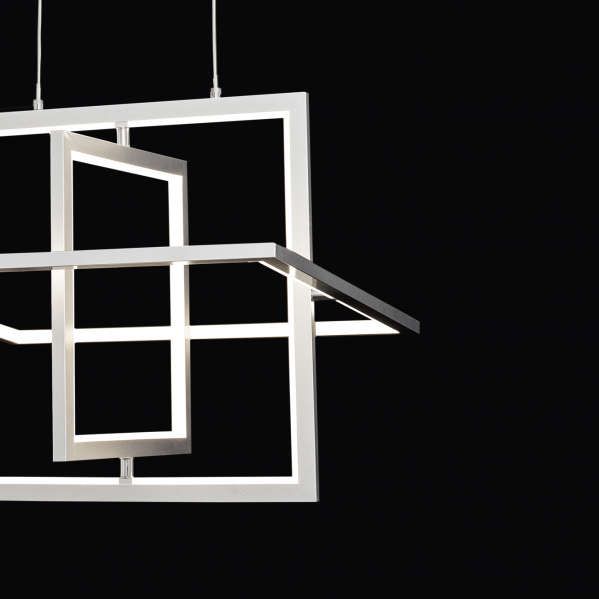 Lámpara colgante Lexie en acabado cromo de Abrila, modelo A18950320B con LED 50W, diseño moderno en metal y policarbonato blanco natural para iluminación LED en interiores y decoración contemporánea.