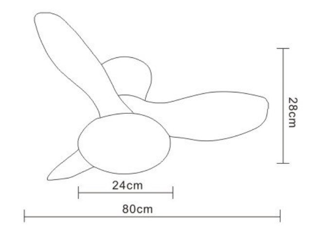 Medidas Ventilador con Luz Tulip de Pb Lighting (Tulip) en color Negro, 80cm, con luz LED CCT dimable 18W+18W - Ref PB80232.