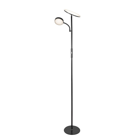 Lámpara de pie LAGOS fabricada en metal color negro con doble LED