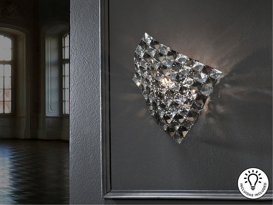 Aplique de pared cromado Satén Schuller 160785 - Diseño moderno y elegante con cristal transparente para salón.