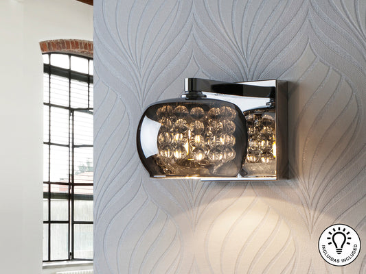 Aplique Arián 1L Brillo Schuller: Lámpara de pared moderna con cristal, iluminación LED G9 para decoración e iluminación interior elegante (IP20)