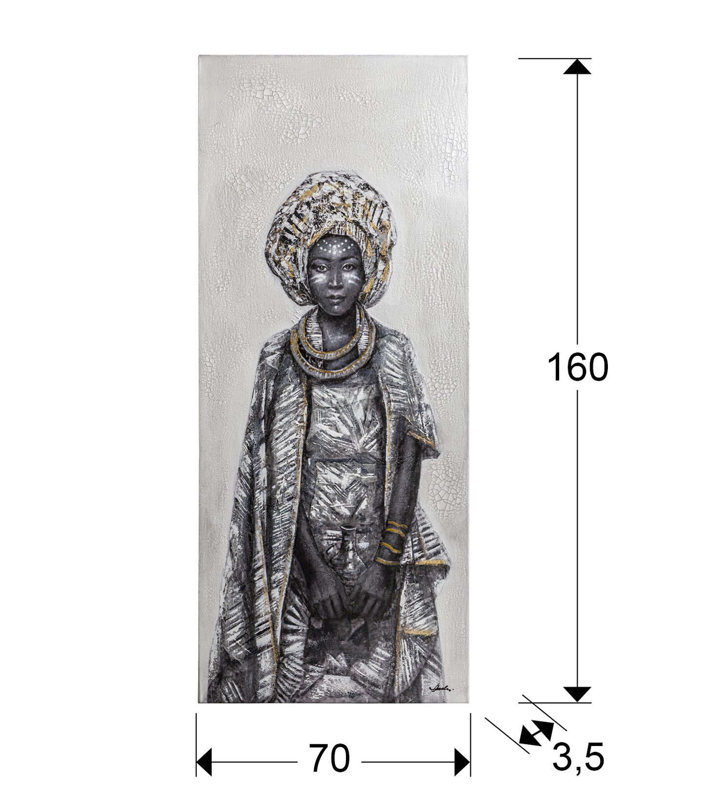 Medidas de ```
Pintura acrílica Kisai 70x160 de Schuller (207584) - Cuadro abstracto en lienzo para decoración moderna de salón o dormitorio.
```