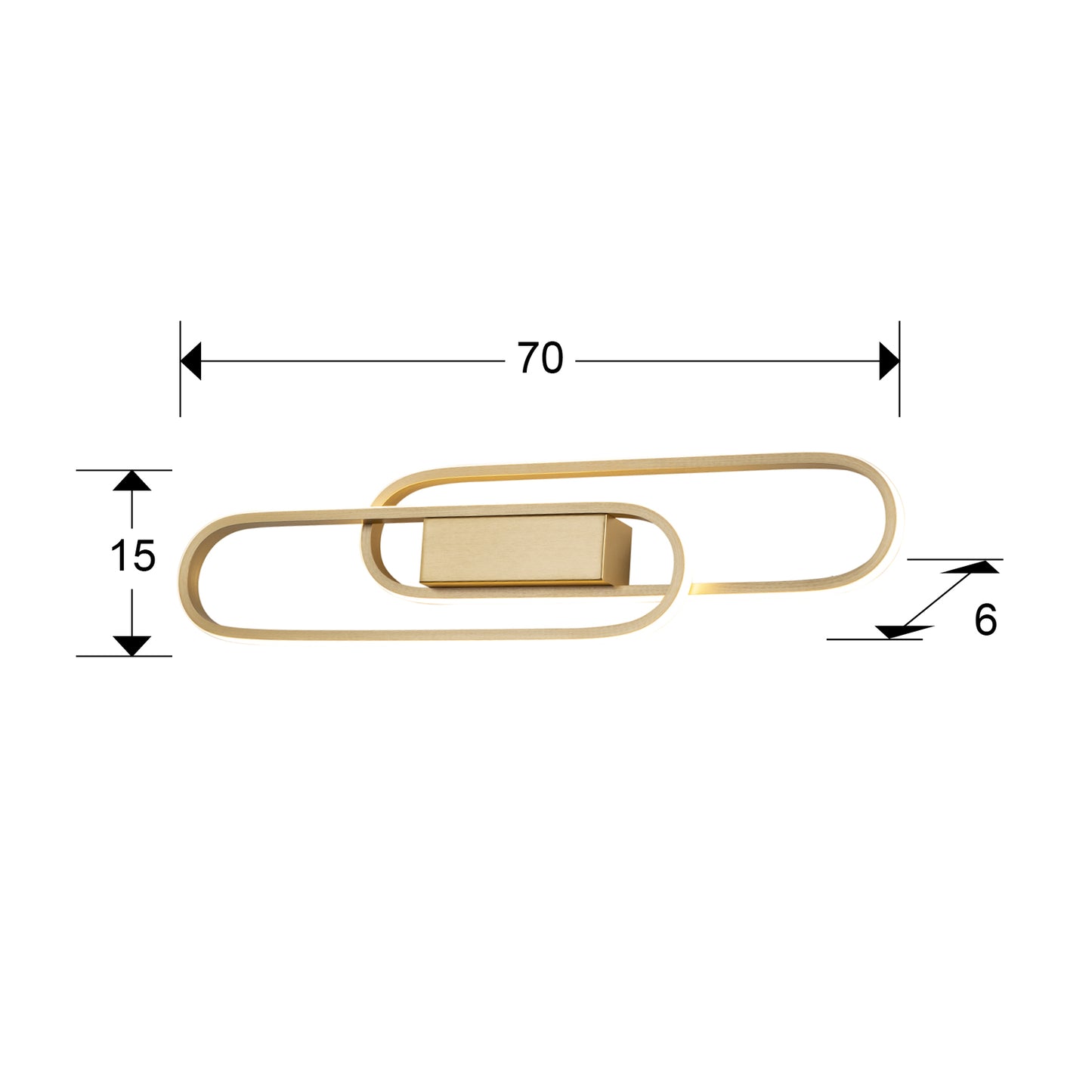 Medidas de Aplique de pared Odele 2L Dorado LED Schuller, lámpara moderna contemporánea para salón, fabricada en aluminio y metal.
