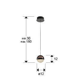Medidas de Lámpara colgante Orbes 1L cromo negro Schuller, diseño moderno LED para comedor y salón.