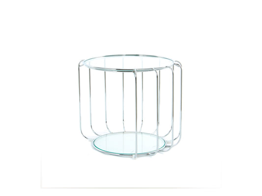 Mesa auxiliar Hadas de acero brillante con diseño contemporáneo. Ideal para salón o dormitorio. Marca Schuller. Modelo 296243.