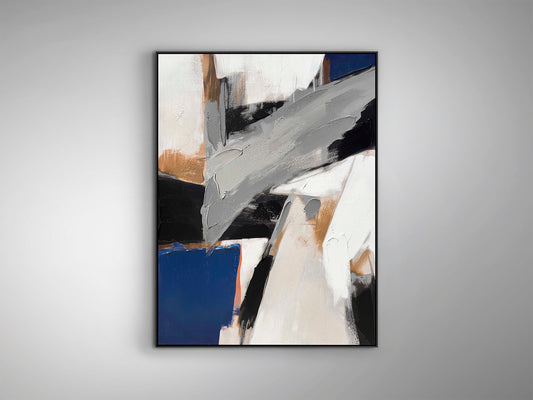 Cuadro decorativo ESPACIOS II negro de Schuller (301732) en lienzo. Arte abstracto moderno con pintura acrílica, ideal para salón y dormitorio. Diseño Espacios II en negro, medidas 90x120.