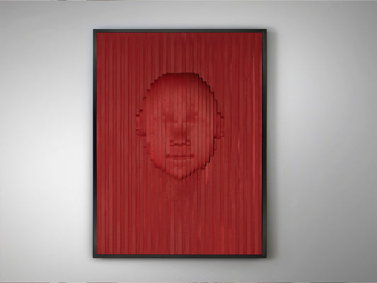 Bajorrelieve Red Face 90x120 Rojo y Negro de Schuller (302043) - Arte de pared moderno con diseño contemporáneo en rojo y negro, fabricado en DM y poliestireno.