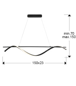 Medidas de Lámpara colgante Boa negra de metal con iluminación LED regulable, ideal para comedor y salón. Diseño moderno de Schuller, colección Boa.