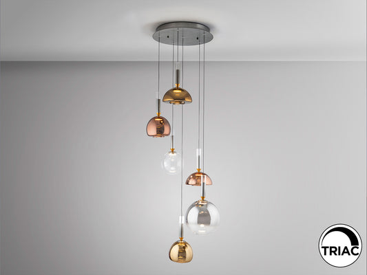 Lámpara de techo Charlize 6 luces gris oscuro de Schuller para comedor y salón, diseño moderno y contemporáneo con LED integrado, regulable en altura, fabricada en aluminio y cristal. Modelo 312189.