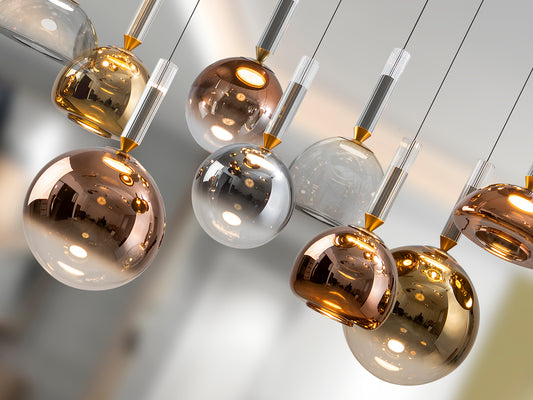 Lámpara de techo CHARLIZE 9 luces gris oscuro Schuller, diseño moderno con LED y cristal, regulable, ideal para salón.