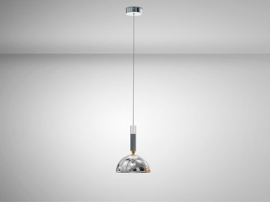 Lámpara colgante Charlize plata gris oscuro con diseño moderno de Schuller, LED 6W, 220lm, altura regulable, diámetro 21cm, ideal para iluminación interior.