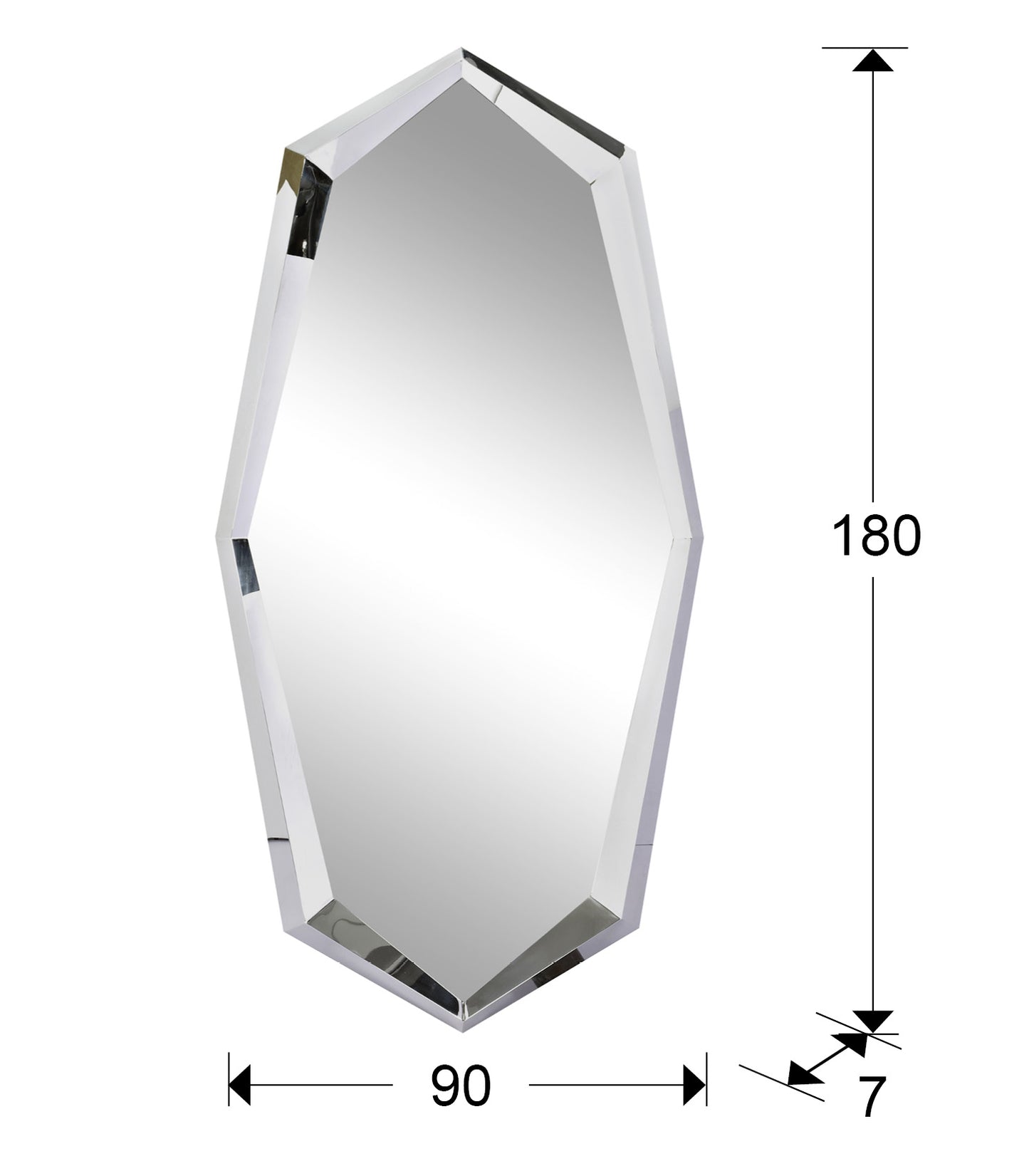 Medidas de Espejo de pared London de acero pulido Schuller en dormitorio moderno - Diseño elegante con cristal para salón o recibidor | 339414