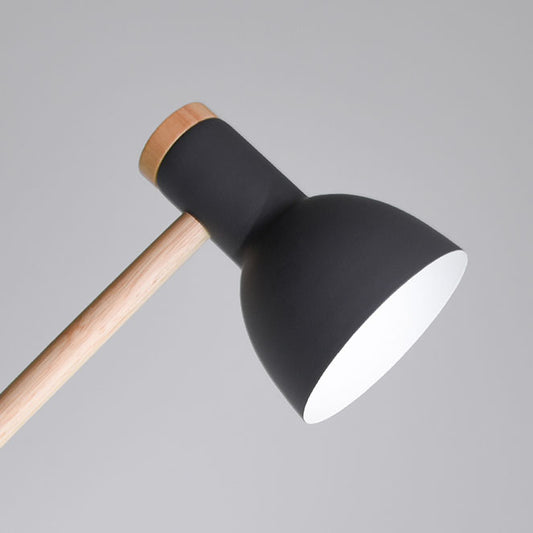 Flexo TEACHER fabricado en metal color gris mate con base de madera natural