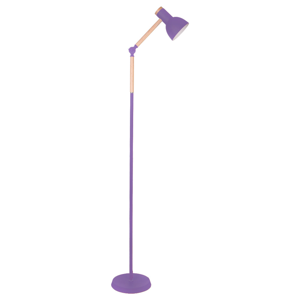 Lámpara de pie TEACHER 1xE27 Al.150xD.22cm mate/Madera - Púrpura | Interlusa · Ref. W-1219