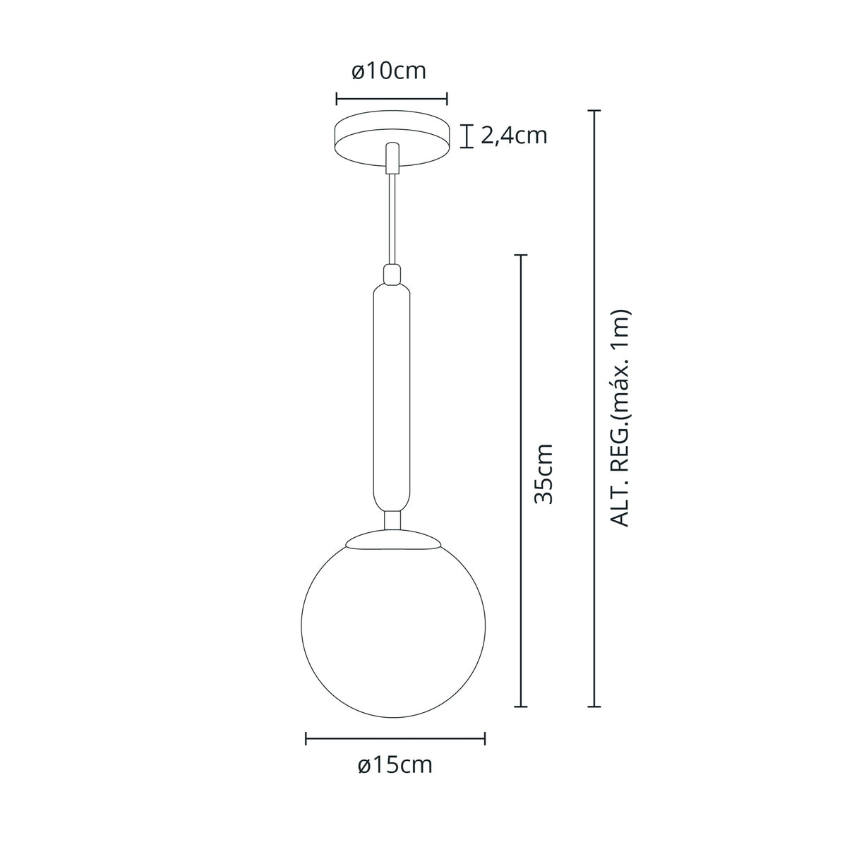 Colgante Clásico Aimee 15 cm / 60W / Cromo – detalle · Ref. 108250120