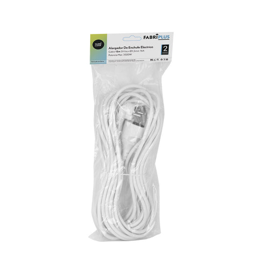 Alargador de Enchufe Eléctrico 15 m Cable Cobre 3500 W Blanco Fabrilamp - imagen 2 | Fabrilamp / Abrila · Ref. 166450115