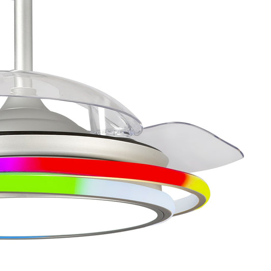 Ventilador de Techo LED Antila Mini RGB Gris con Aspas Retráctiles CristalRecord - imagen 2 | CristalRecord