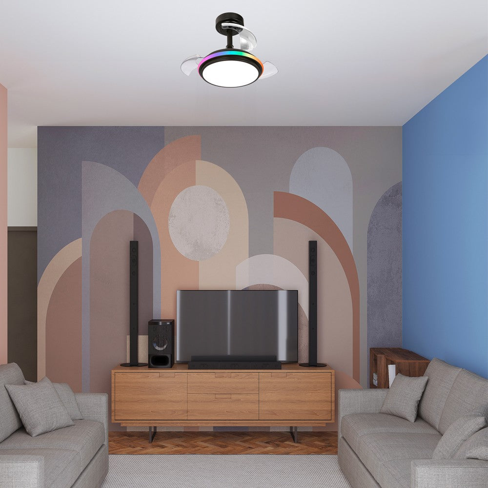 Elegante ventilador con aspas retráctiles ideal para dormitorio