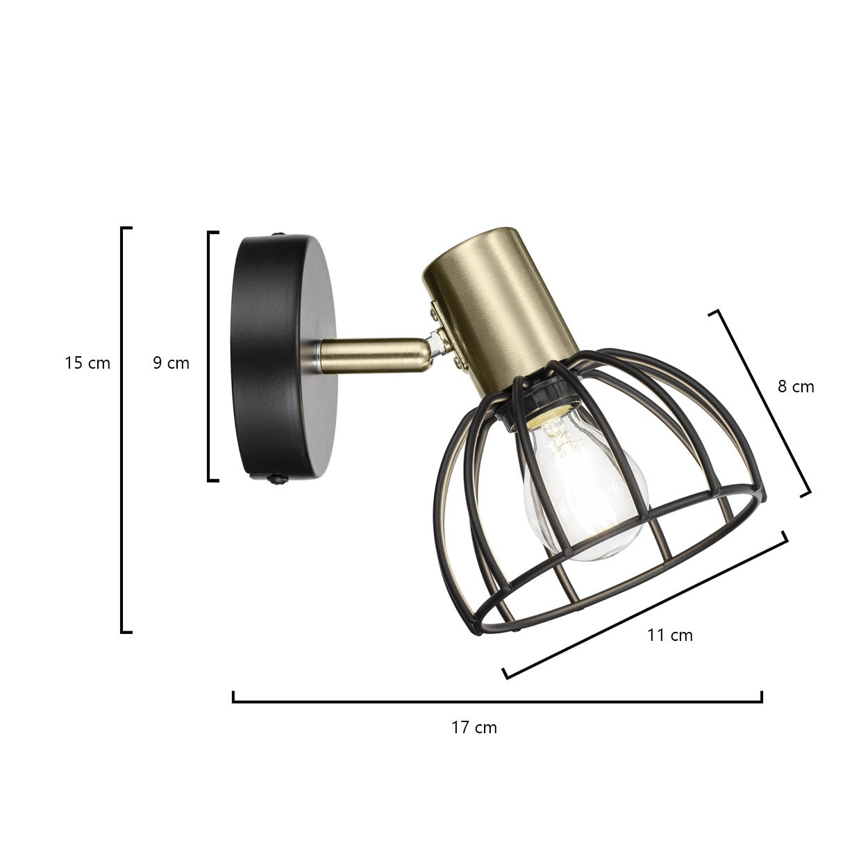 Medidas aplique Bermeo Negro Mate AJP Alemar Ref. 60174 - luzguru.com