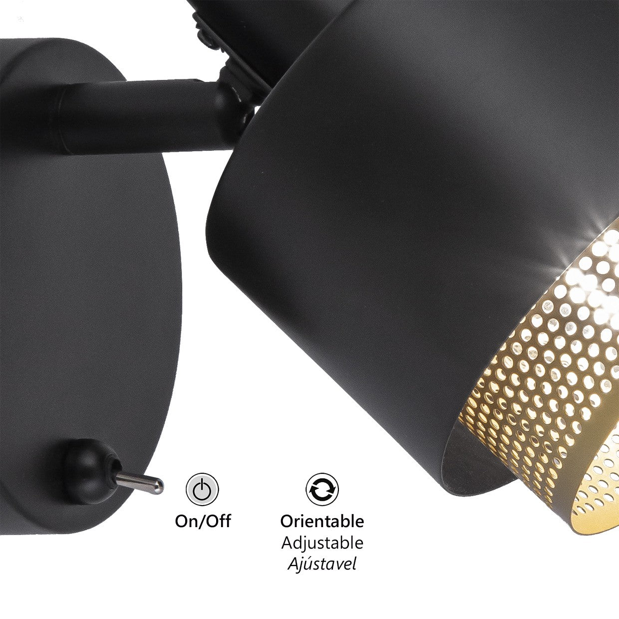 Aplique de pared AJP/Alemar Vasil (Ref. 11255) - Medidas: Diseño elegante y funcional en negro. Iluminación eficiente para tu hogar. Compra en luzguru.com