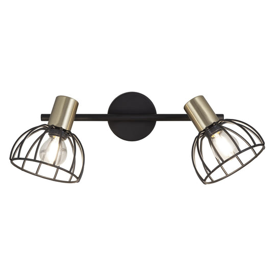 Aplique Bermeo Negro Mate AJP/Alemar (Ref. 60175) - Medidas del aplique de pared con 2 luces E-14. Luzguru.com