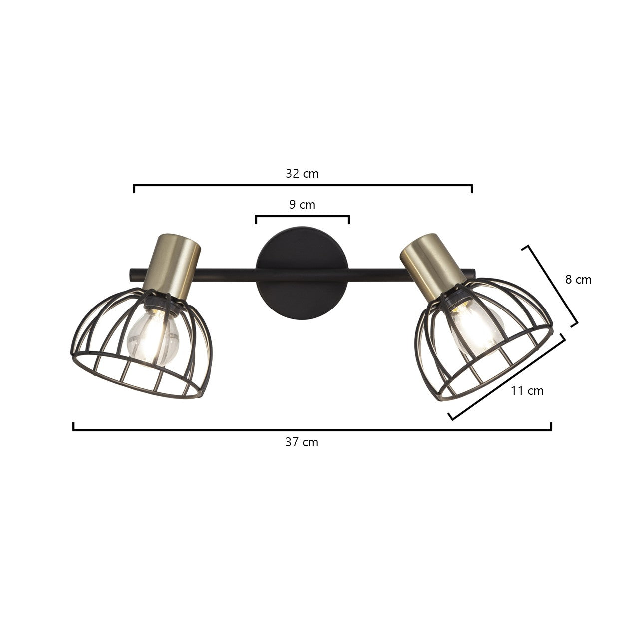 Aplique Bermeo Negro Mate AJP Alemar (Ref. 60175) - Medidas: Iluminación elegante y de alta calidad para tu hogar. Compra en luzguru.com