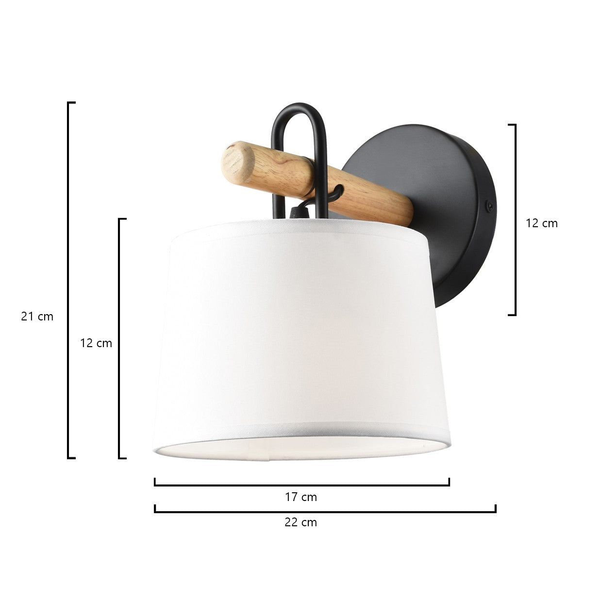 Aplique Arolas Negro-Madera AJP/Alemar (Ref. 10976): Descubre sus elegantes dimensiones. Luzguru.com