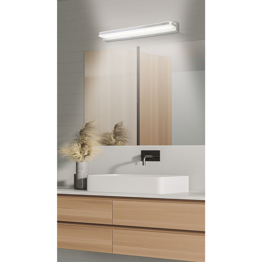 Aplique de baño LED AJP/Alemar Aero (Ref. 11019) - Cromo, 7W, 4000K luz neutra. Detalles del diseño moderno y elegante. LUZGURÚ.