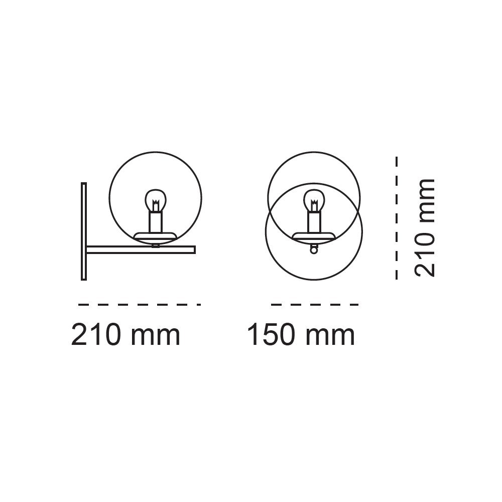 Aplique de pared con casquillo E14 para luz regulable