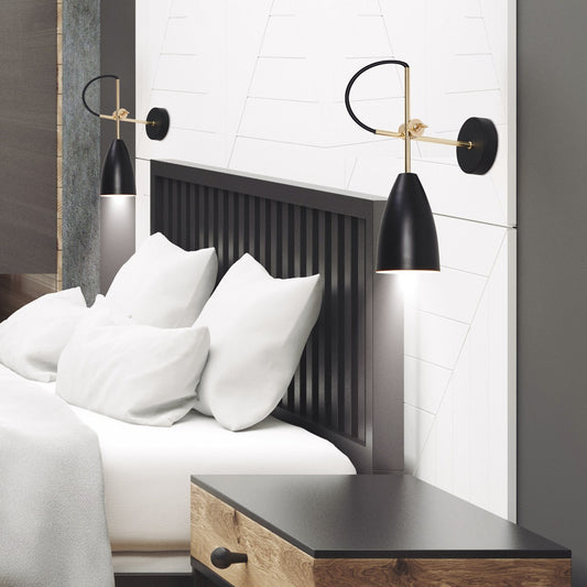 Medidas aplique pared Manus, AJP/Alemar, Ref. 10930, negro y latón. Luzguru.com