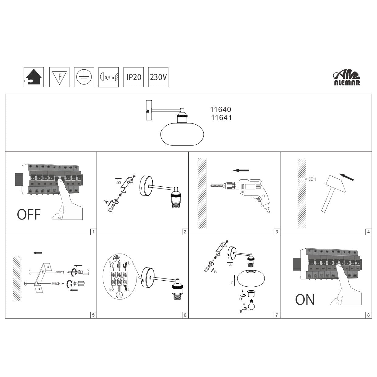 Aplique Mossi AJP/Alemar (Ref. 11640): Dimensiones detalladas. Iluminación elegante y moderna para tu hogar. Compra en luzguru.com