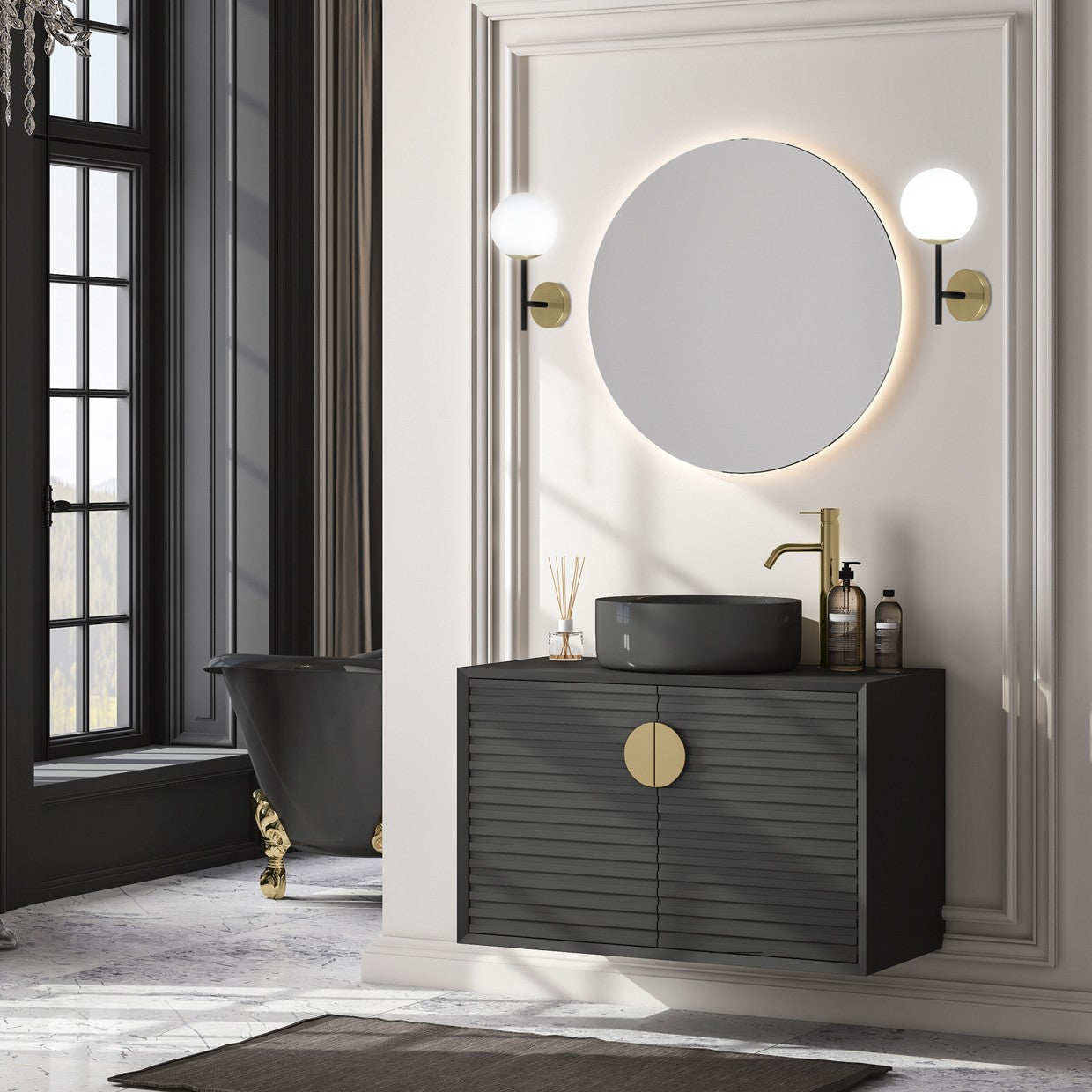 Aplique Pippa Latón-Negro AJP Alemar 11413 - Detalles. Iluminación elegante para salón y dormitorio. LUZGURÚ