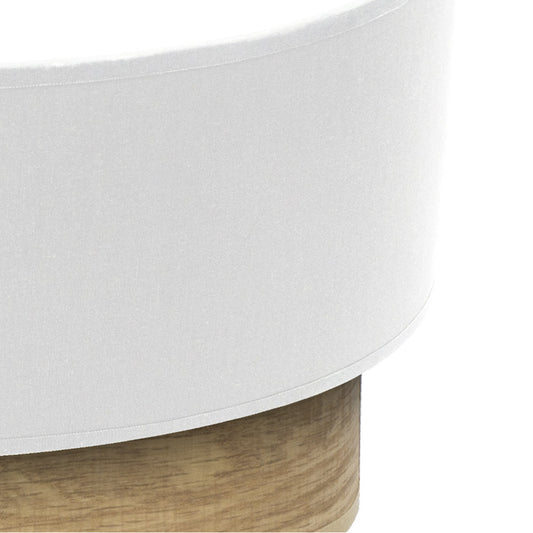 Aplique Tania fabricado en metal blanco y textil madera clara, color blanco/madera clara, ideal para decoración rústica y moderna