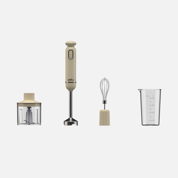 Batidora de Mano Kent 600 W Beige con Vaso, Picadora y Batidor Fabrilamp - Vista frontal principal en fondo blanco | LuzGurú