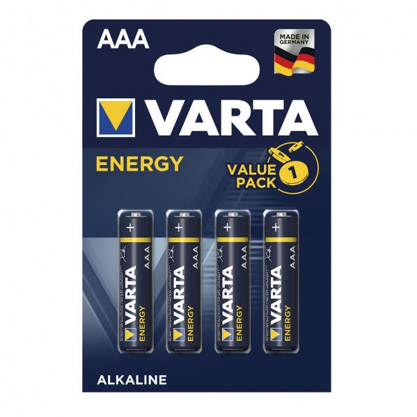 Blister de 4 Pilas AAA LR03 1.5V Varta Alcalina Energy - Fabrilamp / Abrila - LUZGURÚ