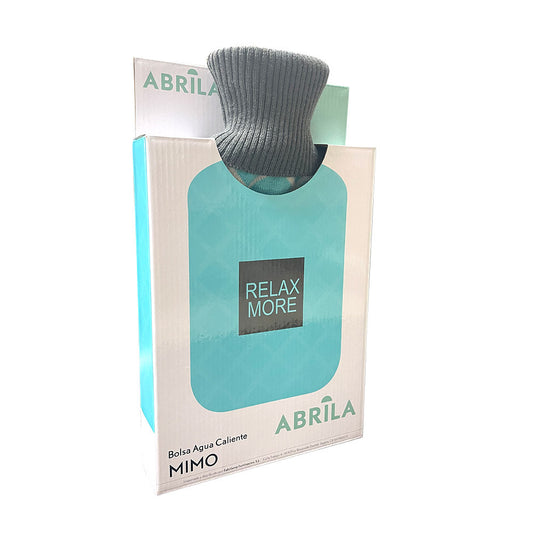 Bolsa de agua caliente Mimo fabricada en caucho verde y textil azul